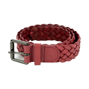 View of the bright pink Equinavia Kari Braided Belt on a white background