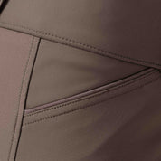 Closeup view of the Dark Brown Equinavia Maud Tech Knee Patch Breeches showing the pocket area