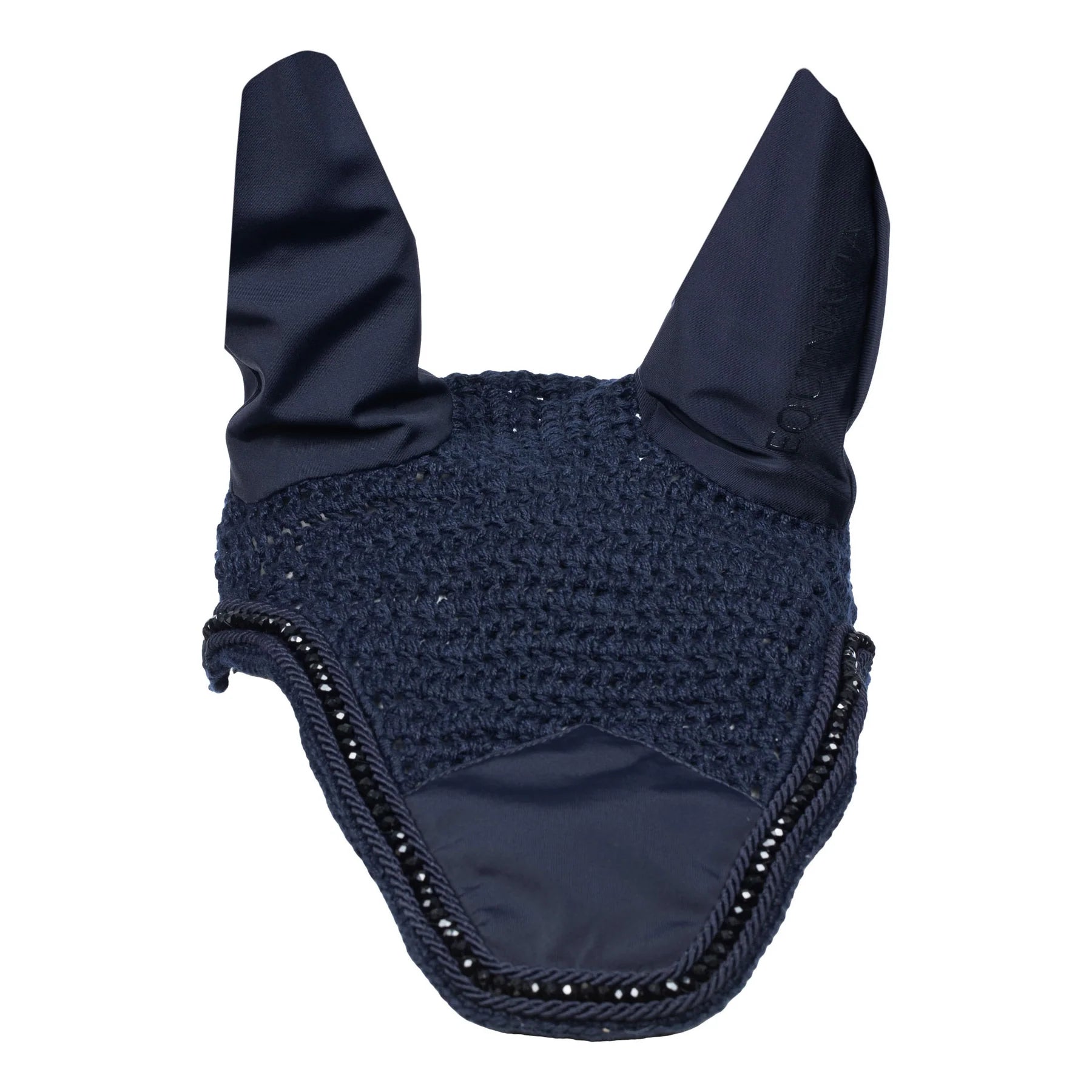 Front view of the Navy Equinavia Bergen Crystal Ear Net on a plain background