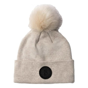 Front view of the beige B Vertigo Sydney Knitted Hat on a white background