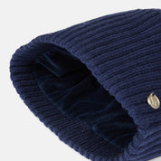 Interior view of the Seaborne Navy Horze Anni Knitted Hat on a white background
