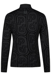 Back view of the Black Pikeur Zip Print Shirt on a plain background