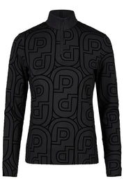 Front view of the Black Pikeur Zip Print Shirt on a plain background