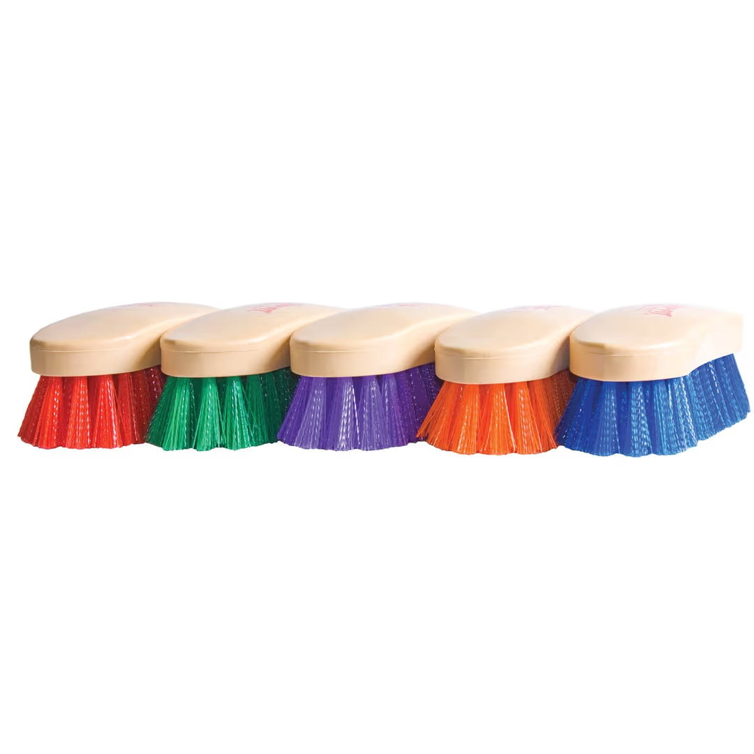 Angled front view of 5 Decker Grip Fit Blue Ribbon Brush in assorted colors on a white background