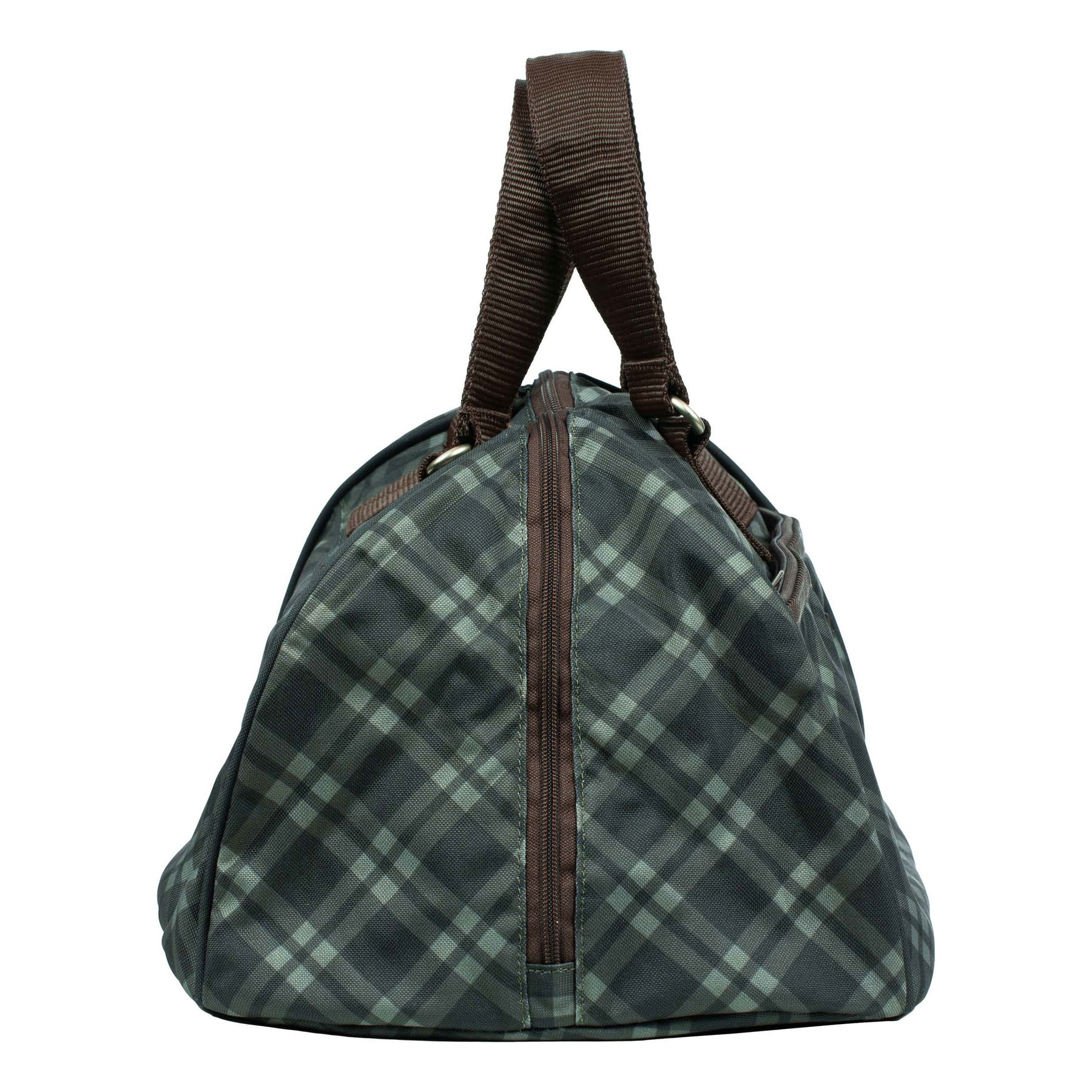 Side view of the Thyme/Lily Pad Equinavia Darby Helmet Bag on a plain background