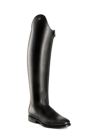 Angled front view of the DeNiro Raffaello Wrat Black Dressage Boot on a plain background