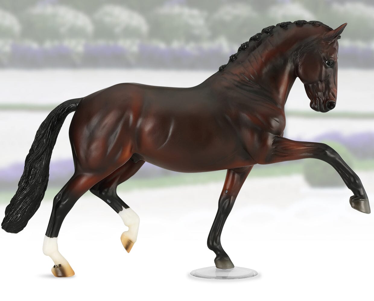 Side view of the Breyer Salvino Horse on a faded background