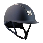 Angled front view of the Blue/Chrome Samshield Shadowmatt 2.0 Helmet on a white background