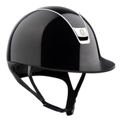 Angled front view of the Black Samshield Shadow 2.0 Glossy Helmet on a white background