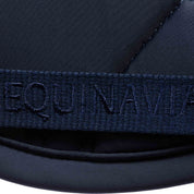 Close-up view of the girth keeper on the Navy Equinavia Bergen Crystal All Purpose Pad