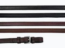 Flat black and brown reins shown on plain white background