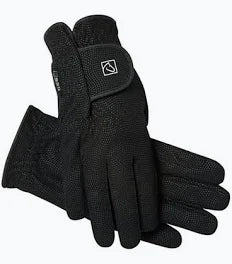 Black fabric gloves show on plain white background