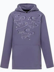 Light purple youth printed hoodie shown on plain white background