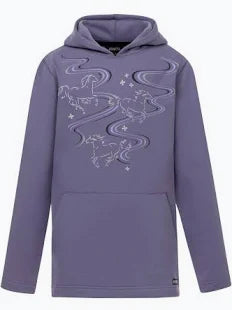 Light purple youth printed hoodie shown on plain white background