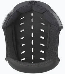 Black fabric and plastic helmet liner shown on plain white background