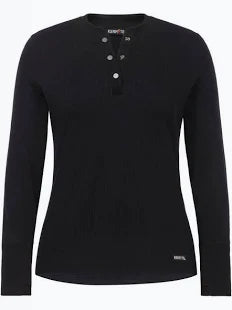 Black textured long sleeve baselayer with silver buttons shown on plain white background