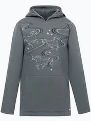 Light green youth printed hoodie shown on plain white background