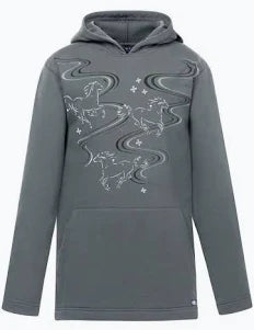 Light green youth printed hoodie shown on plain white background