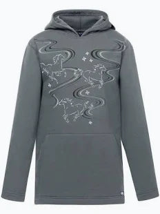Light green youth printed hoodie shown on plain white background