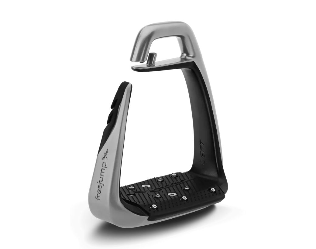 silver Freejump Soft Up Stirrup Classic+ on a white background