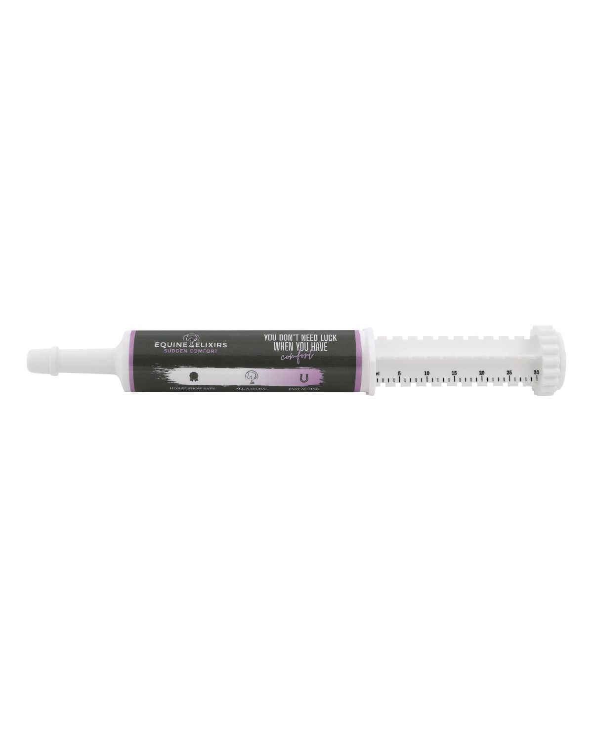 View of a tube of Equine Elixirs Sudden Comfort Paste on a plain background