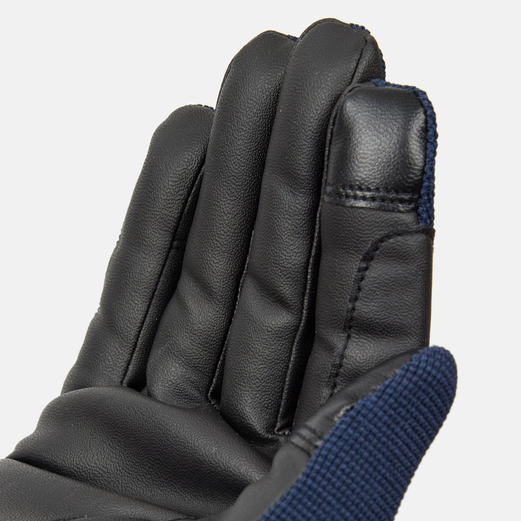 Front finger view of a Seaborne Navy Horze Romy Winter Riding Glove on a plain background
