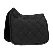 Side view of the Black Equinavia Bergen Crystal Dressage Saddle Pad on a white background