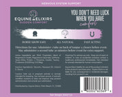 View of the label on the Equine Elixirs Sudden Comfort Paste