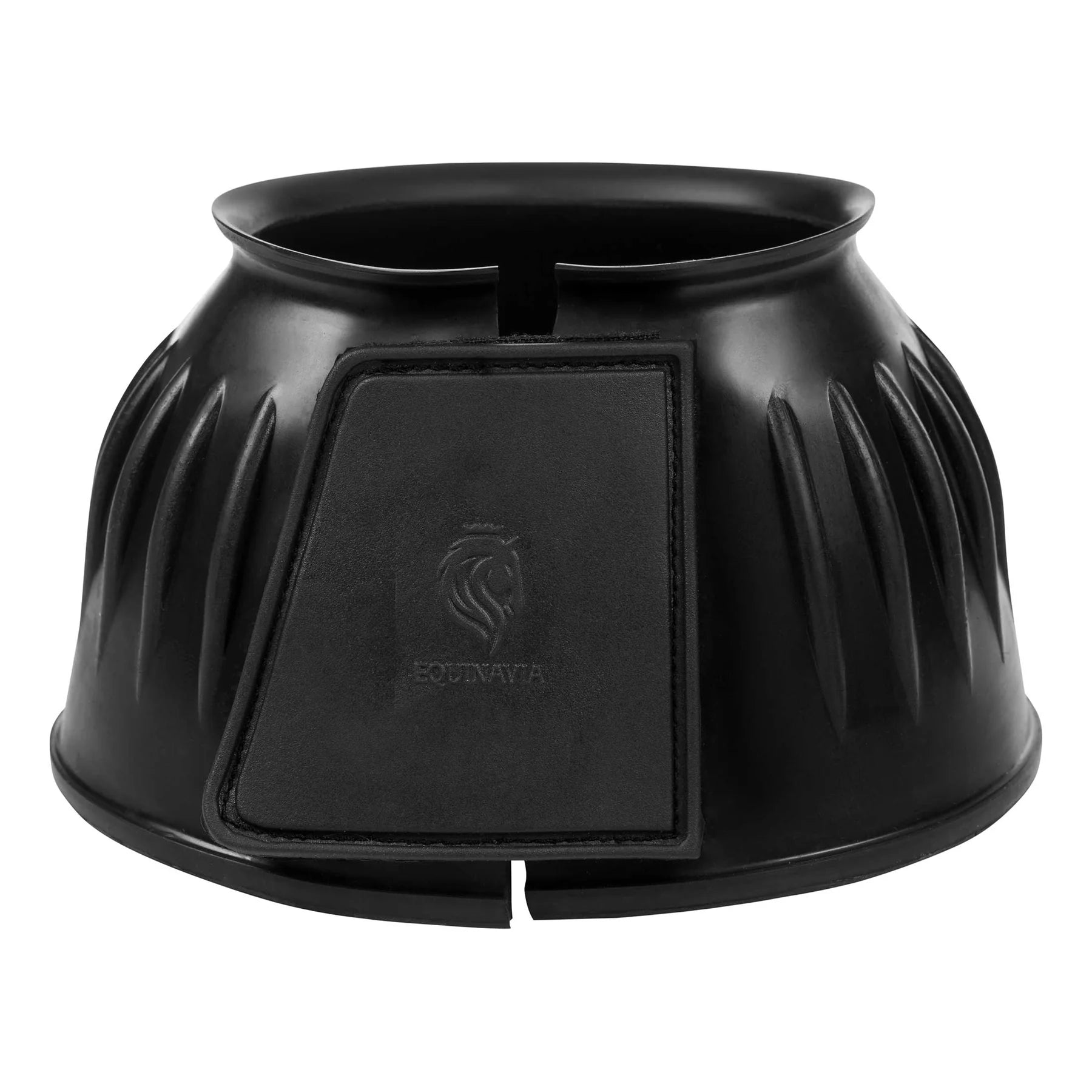 Front view of the Black Equinavia Double Lock Rubber Bell Boots on a plain background