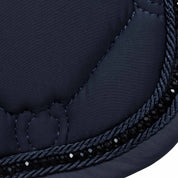 Close-up view of the blackrhinestone trim on the Navy Equinavia Bergen Crystal All Purpose Pad