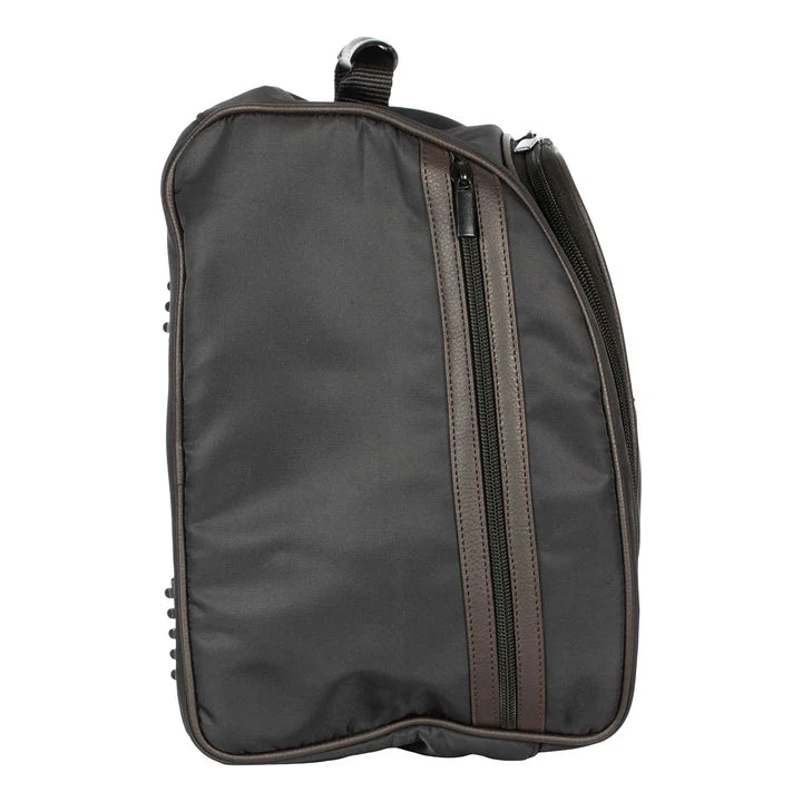 Side view of the Black Equinavia London Pro Helmet Bag on a plain background