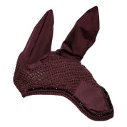 Angled front view of the Burgundy Equinavia Bergen Crystal Ear Net on a plain background showing the right side