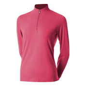 Front view of the Equinavia Kari Womens Long Sleeve Sun Shirt with NordicAir Tech in pink on a white background