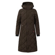 Front view of the Turkish Coffee B Vertigo Gem Waxed Padded Long Coat on a white background