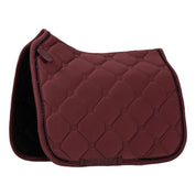 Side view of the burgundy Equinavia Bergen Crystal Dressage Saddle Pad on a white background